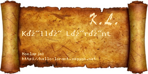 Kálló Lóránt névjegykártya