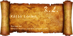 Kálló Lóránt névjegykártya